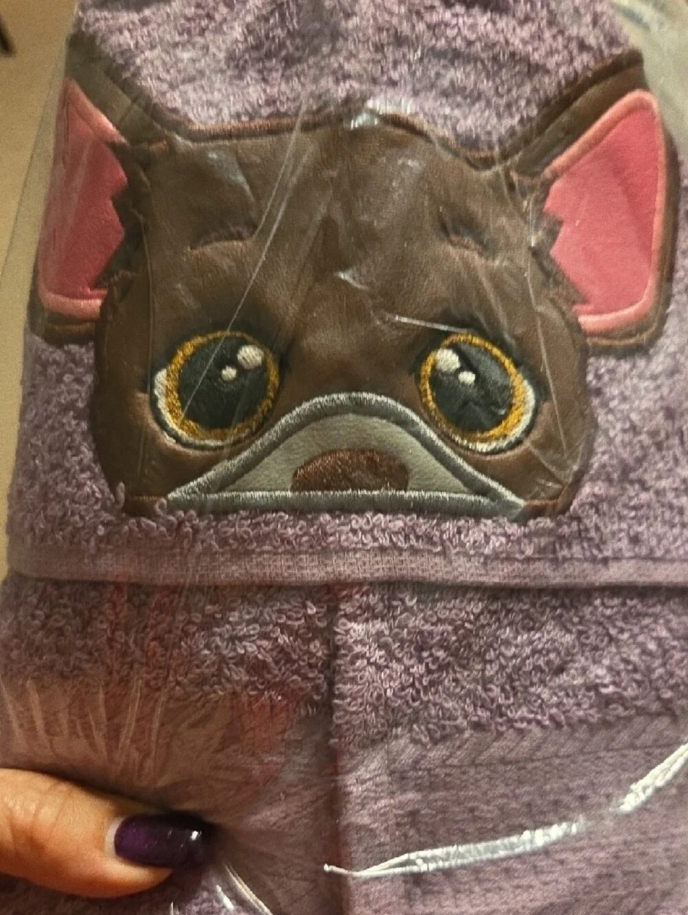 Kids Purple Hooded Bath Towel with Cute Puppy Face